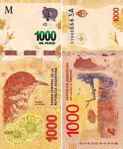 ARGENTINA 1000 PESOS 2020-2022 UNC PREFIJO SA,HORNERO PÁJARO NACIONAL,ANIMAL NATIVO - Imagen 1 de 1