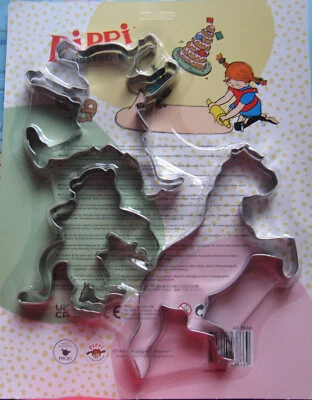 Pippi Langstrumpf Ausstecher 3 Stück Plätzchenformen Pippi Affe Pferd - Bild 1 von 2