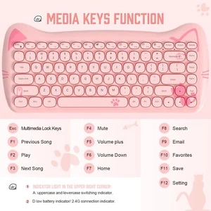 Lindo teclado inalámbrico rosa silencioso delgado Bluetooth redondo mate teclado para PC Mac - Imagen 1 de 11