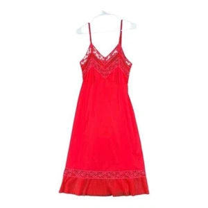 Sexy Camisón Lencería Sin Mangas de Encaje Rojo Vintage Countess 34 Años 70 80 - Imagen 1 de 11