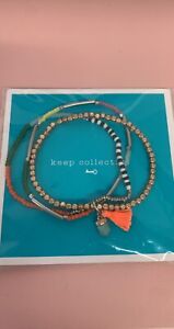 Keep Collective Friendship Trio stretch bracelet Turquoise Retired New