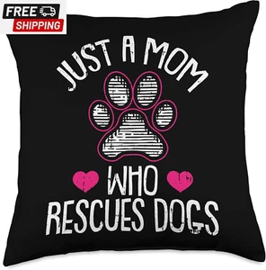 Rescue Dog Mom Cute Puppy Doggie Paw Print Mommy Mama Mother Throw Pillow - Picture 1 of 4