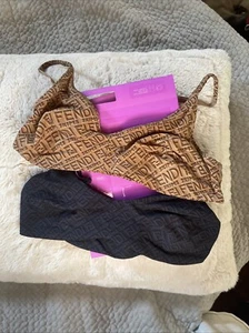 fendi x skims RARE 2 Scoop Bras Size LARGE California/Black BNIB! - Picture 1 of 4