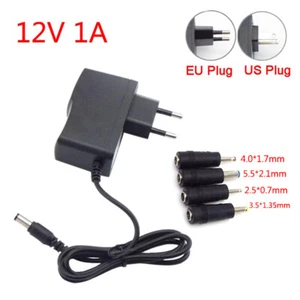 DC Power Adapter 12V 1A Power Charger Supply DC Connect Plug 5.5*2.5mm 2.5*0.7mm - Picture 1 of 12