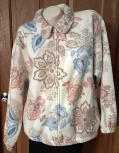 Alfred Dunner Fleece Jacket Soft Floral Print Full Zip Pockets Misses Size M - Picture 1 of 4