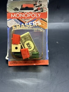 Vintage 1984 Monopoly ADI Inc. Erasers Set New On Card. - Picture 1 of 2