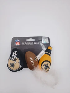 PETS FIRST NEW ORLEANS SAINTS NOS-5014 3 PC CATNIP TOYS NEW WITH TAGS - Picture 1 of 2