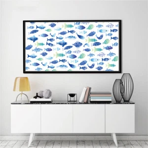 Arte Pez Azul Seda Lienzo Póster Pintura Salón Cama Decoración Pared Sin Marco A200 - Imagen 1 de 11