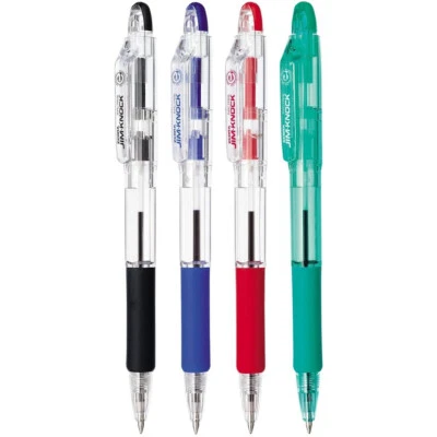 Zebra JIM-KNOCK 0.7mm Oil-based Ballpoint Pens (Pack of 4) Assorted, KRB-100 - Image 1 of 4