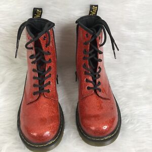 Dr Martens Air Wair Women’s US 7 Boots Combat Red Glittery Patent Leather Docs