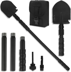 Folding Camping Shovel 31Inch, Heavy-Duty Survival Shovel with Pickaxe, Carbon S - Picture 1 of 12