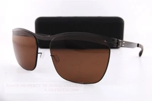 Brand New Ic! Berlin Sunglasses Tegeler See Gunmetal/Dark Brown Made in Germany - Picture 1 of 7