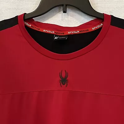 Camisa Spider Activewear Adulto XL Roja Negra Logo Manga Corta Para Hombre Foto 1 de 4