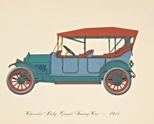 Chevrolet Baby Grand Touring Car 1914 Lithograph Clarence P. Hornung Antique - Picture 1 of 1