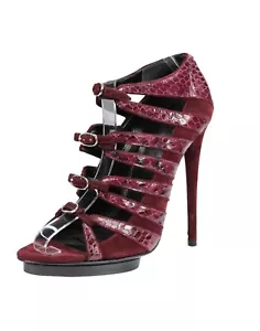 Balenciaga Burgunderrot Python Stiletto Schnalle Käfig Pumps Heels - Größe 39,5, US 9,5 - Bild 1 von 11