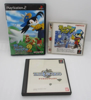 PS1 Klonoa: Door to Phantomile , Tail Concerto & PS2 Klonoa 2 3Game Japan import - Image 1 of 4