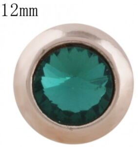Rose Gold Green Rhinestone 12mm Mini Petite Snap Charm Button For Ginger Snaps 