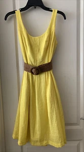 Womens Nine West Bright Yellow Sleeveless Burnout Fit & Flare Dress Size - Sz 6 - Picture 1 of 7
