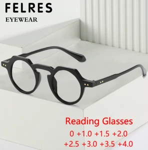 Unisex Blue Light Blocking Round Reading Glasses Personality Presbyopic Readers - Picture 1 of 17