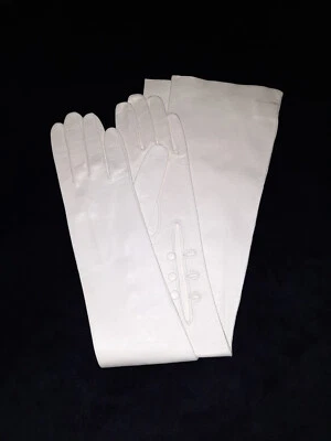 GUANTES CHRISTIAN DIOR de colección de cuero blanco roto longitud de ópera para niños talla 6,5 nuevos sin etiquetas Foto 1 de 4