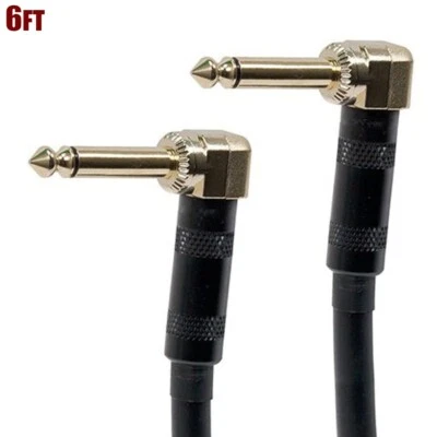 6FT Premium Mono 6.35mm 1/4" inch TS Male to M Right Angle Audio Cable Gold - Image 1 of 2