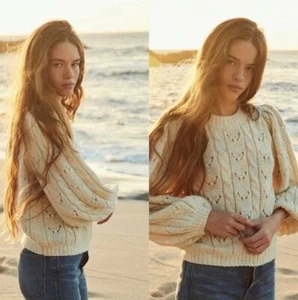 Dôen Tudor Sweater Size Small Winter Sunrise Pointelle Baby Alpaca Wool Doen - Picture 1 of 16
