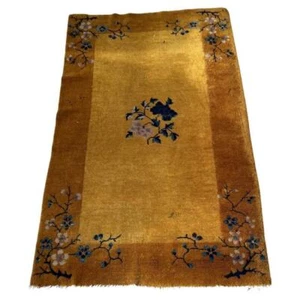 Handmade Antique Art Deco Chinese Rug 3' x 4.10' (91cm x 147cm) 1920s - 2B53 - Picture 1 of 10