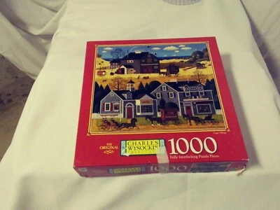 Charles  Wysocki's Americana 1000 pc puzzle, "Cape Village" by Hasbro (2000) - Image 1 of 4