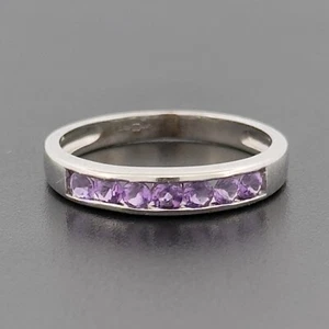 9ct White Gold Amethyst Eternity Ring Size J Hallmarked - Picture 1 of 9