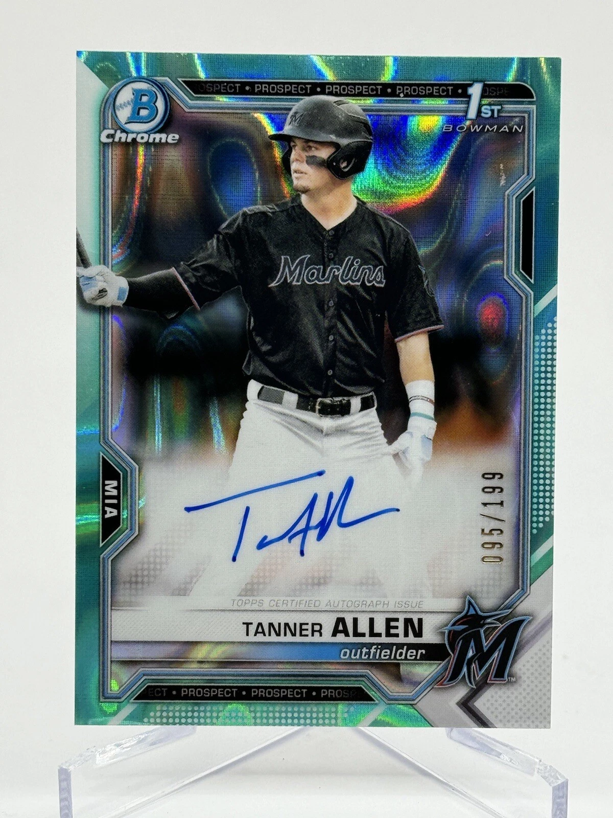 2021 Bowman Chrome Draft Tanner Allen Aqua Lava Refractor 1st Auto #95/199