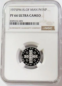 1975 PM PLATINUM 600 MINTAGE ISLE OF MAN 1 NEW PENNY NGC PROOF 66 ULTRA CAMEO - Picture 1 of 3