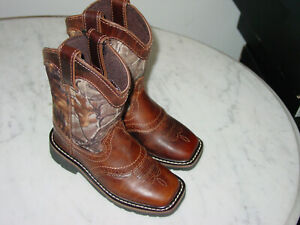 Kids Justin Forgan 4619JR Brown Western Camo Toddler Boots! Size 10.5C New! 