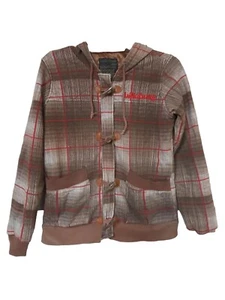 Ladies Billabong Jacket Toggle Checkered Hoodie Size 12 - Picture 1 of 11