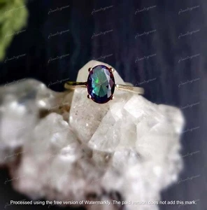 2Ct Oval Cut Alexandrite Solitaire Women's Engagement Ring 14K White Gold Finish - Picture 1 of 7