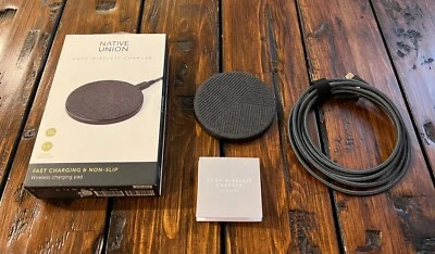 NATIVE UNION Grey DROP Wireless Charger Non Slip Fast Charging New in Box  - Image 1 of 4