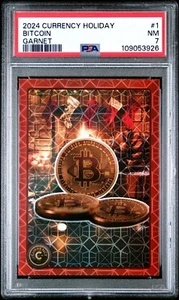 2024 Cardsmiths Currency Holiday Bitcoin Garnet Gemstone Refractor PSA 7 NM #1 - Picture 1 of 2