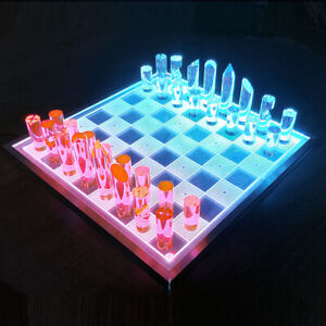 NEW! OnDisplay Deluxe Acrylic Fire & Ice LED Light Glow Chess Set - Luxury Game