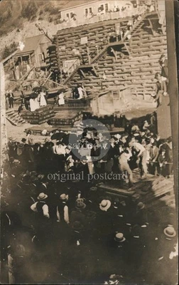 RPPC Large Group Watching Boxing Match Real Photo Post Card Original Vintage - Image 1 of 2