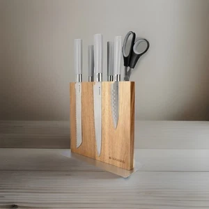 Messerhalter magnetisch aus Akazie, Magnet Messerblock,  braun - Bild 1 von 2