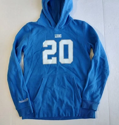 Detroit Lions Barry Sanders Mitchell Ness Sudadera con Capucha Juvenil M Azul NFL #20 Foto 1 de 4