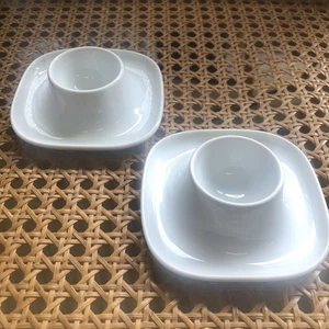 2 Vintage Ikea Susan Pryke 365 Eierbecher ganz weiß eckig seltenes Design top - Bild 1 von 7