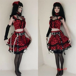 12" Action Figure Female Red Dress Plaid Skirt Clothes 1/6 Scale TBL JO Outfit - Picture 1 of 3