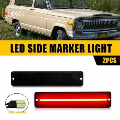 Luz LED para guardabarros con marcador lateral roja lente ahumada para camioneta Jeep J10 J20 1974-1983 H Foto 1 de 4