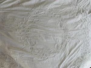 Vintage WHITE 100% COTTON DUVET COVER EMBROIDERY CUTWORK King Size - Picture 1 of 4
