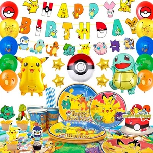108pcs Pokemon Party Dekoration Pikachu Geburtstag Party Geschirr Set Ballon - Bild 1 von 10