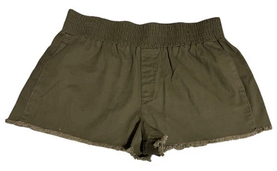 No Boundaries 青少年短裤 尺寸 XXL 19 军绿色流苏 弹性腰围 棉 — 第 1/4 张图片