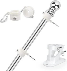 Flag Poles for Outside House, 5ft Pole with Bracket and 5FT, Silver - Picture 1 of 7