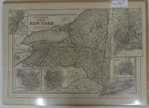W. H. Gamble Hand Colored 1894 New York State County Map Lake Ontario B17 - Picture 1 of 10