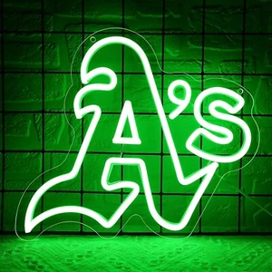 Letrero de luz LED de béisbol Oakland A's ecológico en stock - Imagen 1 de 2