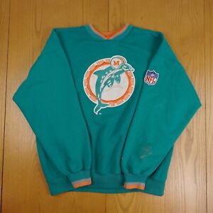 MIAMI DOLPHINS SWEATSHIRT Large Green Starter Crewneck NFL Sweater Vintage 90s